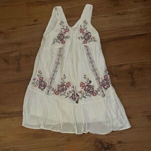 Xhilaration White Embroidered Boho Tie-Front Dress